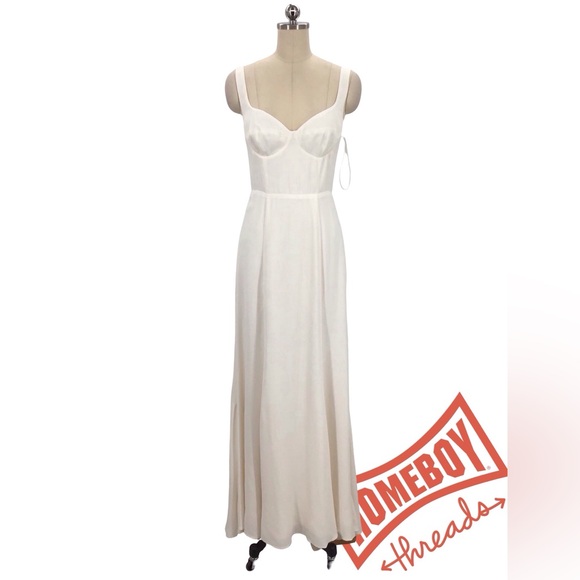 Reformation White Ruched Sweetheart Gown size 2 - Picture 2 of 6